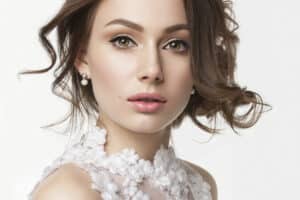 Close-up of woman's beautiful eyes with permanent eye liner
